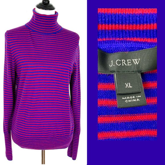 J. Crew Sweaters - J. Crew 100% Merino Wool Striped Turtleneck Sweater Size XL
